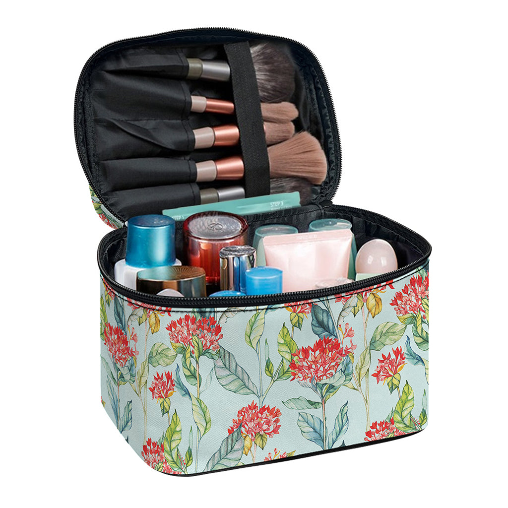 Bouvardia Pattern Print Travel Makeup Bag