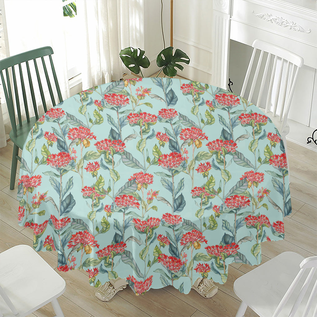 Bouvardia Pattern Print Waterproof Round Tablecloth