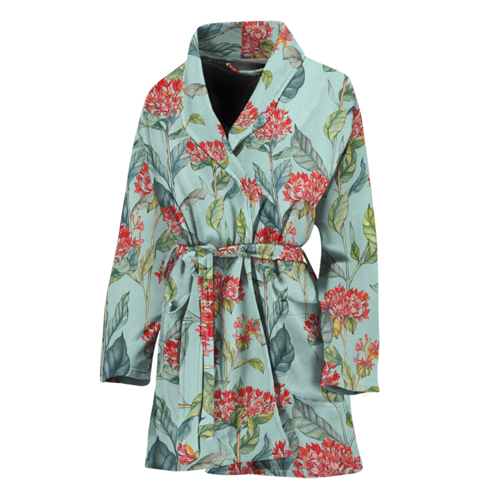 Bouvardia Pattern Print Women's Bathrobe