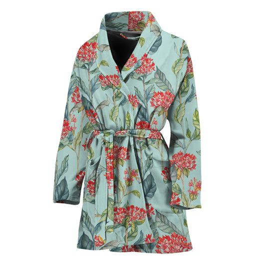Bouvardia Pattern Print Women's Bathrobe