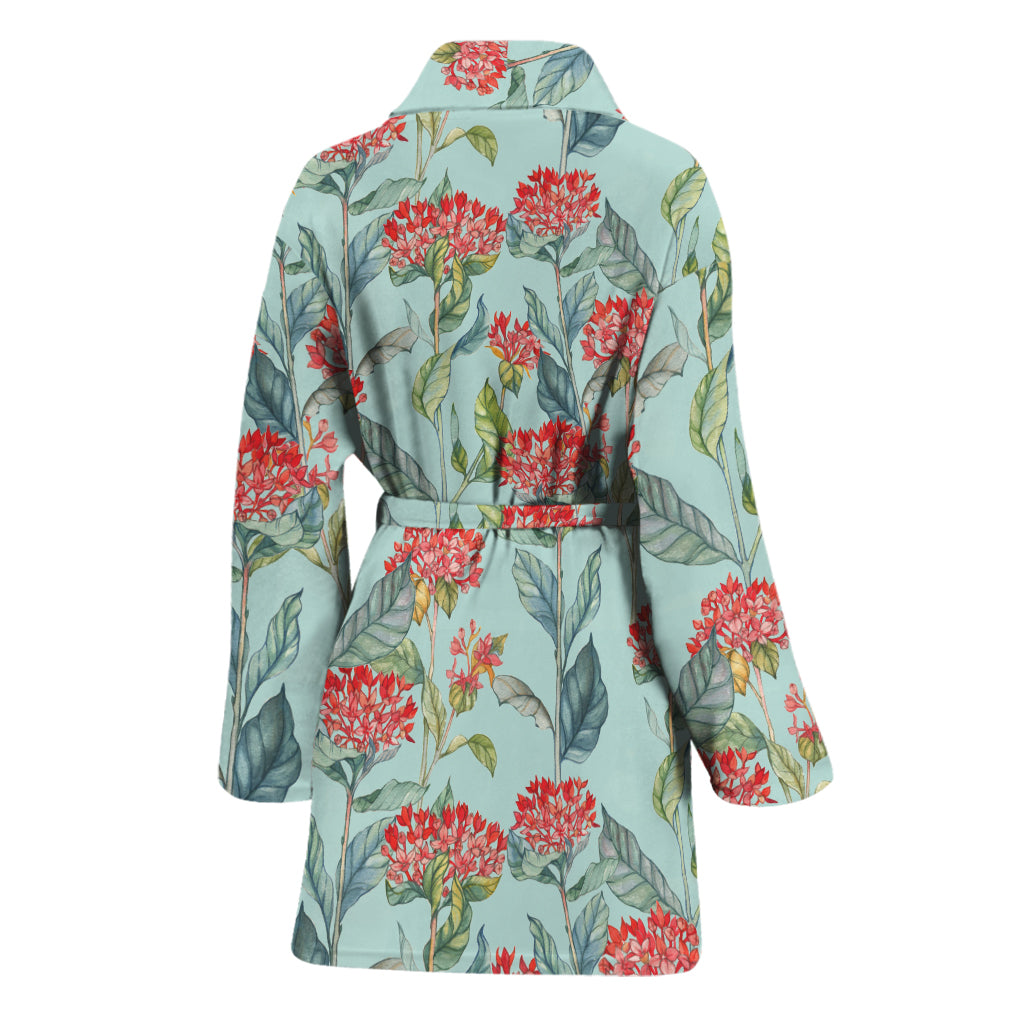 Bouvardia Pattern Print Women's Bathrobe
