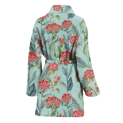 Bouvardia Pattern Print Women's Bathrobe