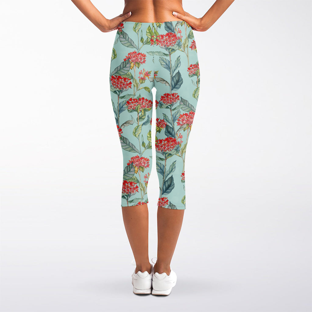 Bouvardia Pattern Print Women's Capri Leggings