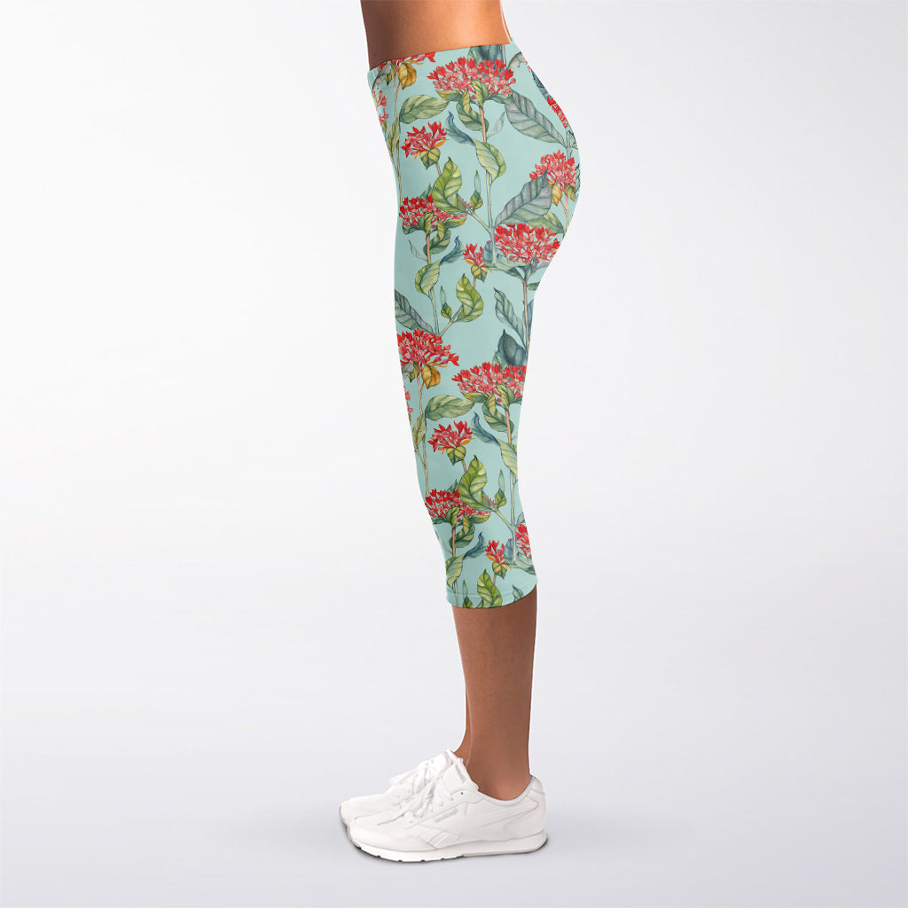 Bouvardia Pattern Print Women's Capri Leggings