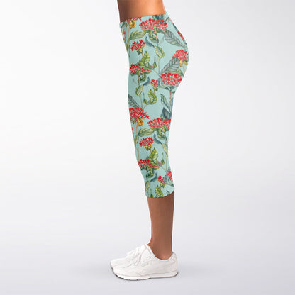 Bouvardia Pattern Print Women's Capri Leggings