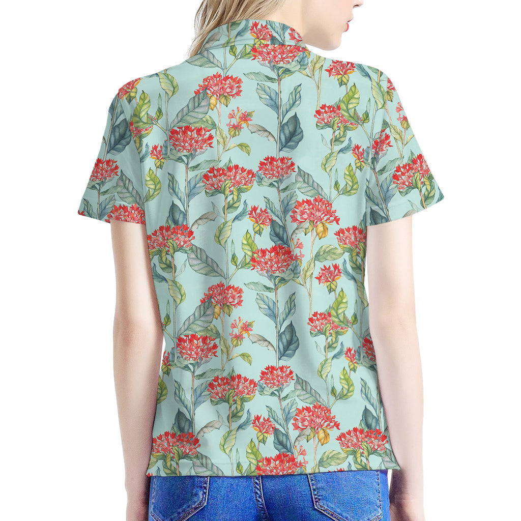 Bouvardia Pattern Print Women's Polo Shirt