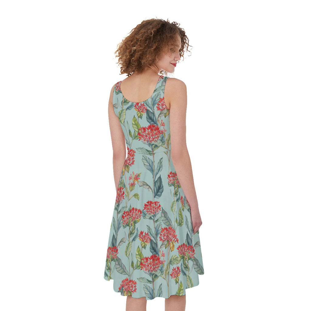 Bouvardia Pattern Print Women's Sleeveless Dress