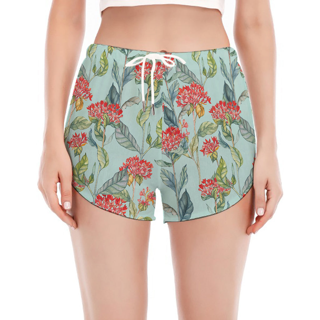 Bouvardia Pattern Print Women's Split Running Shorts