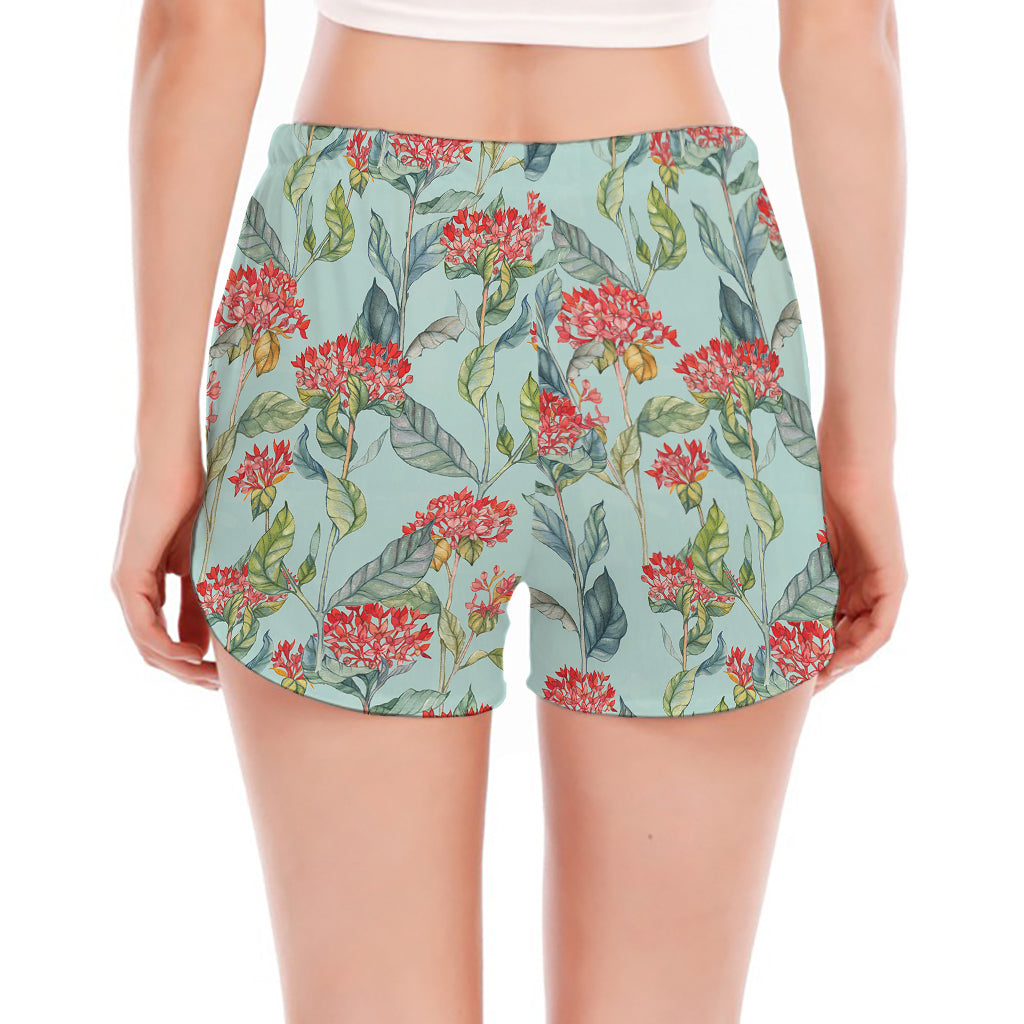 Bouvardia Pattern Print Women's Split Running Shorts