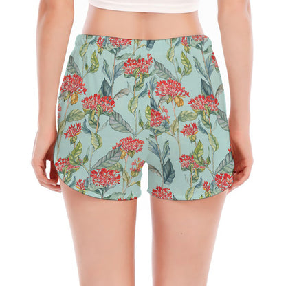 Bouvardia Pattern Print Women's Split Running Shorts