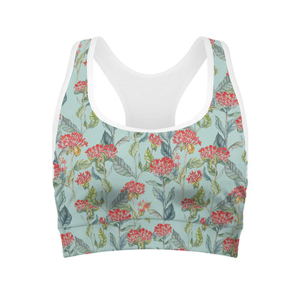 Bouvardia Pattern Print Women's Sports Bra