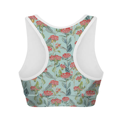 Bouvardia Pattern Print Women's Sports Bra