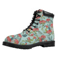 Bouvardia Pattern Print Padded Collar Lace Up Boots