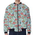 Bouvardia Pattern Print Zip Sleeve Bomber Jacket