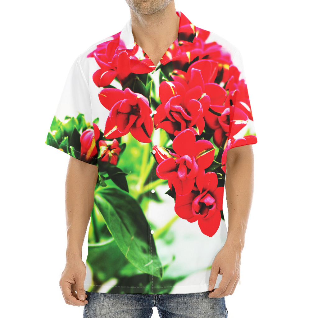 Bouvardia Plant Print Aloha Shirt