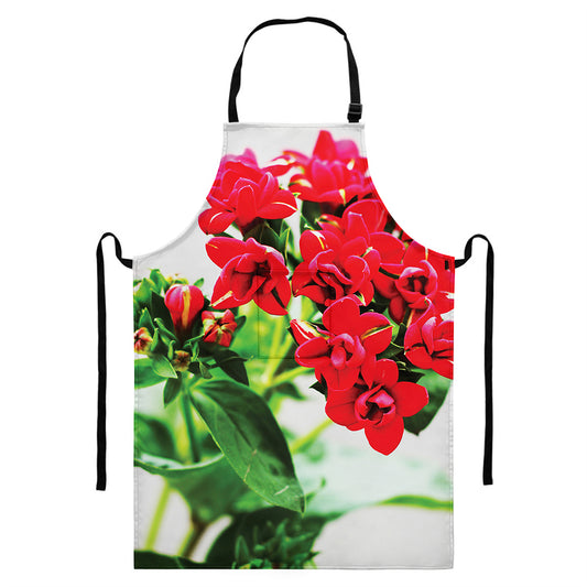 Bouvardia Plant Print Bib Apron With Pocket