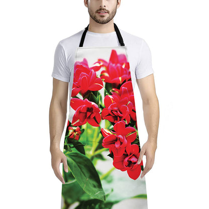 Bouvardia Plant Print Bib Apron With Pocket
