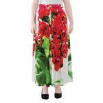 Bouvardia Plant Print Chiffon Maxi Skirt