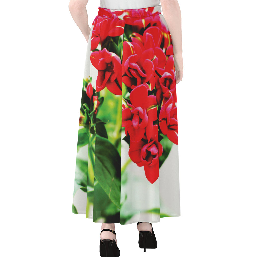 Bouvardia Plant Print Chiffon Maxi Skirt