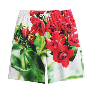 Bouvardia Plant Print Cotton Shorts