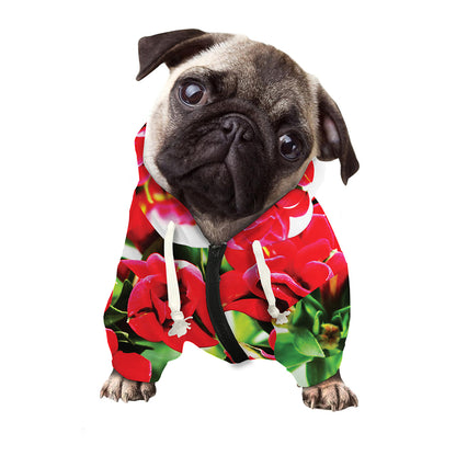 Bouvardia Plant Print Dog Zip Up Hoodie