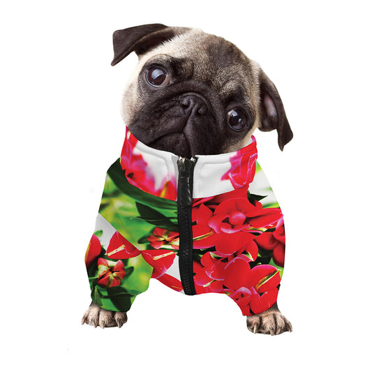 Bouvardia Plant Print Dog Zip Up Jacket