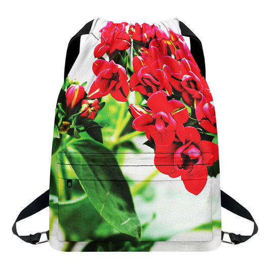 Bouvardia Plant Print Drawstring Backpack