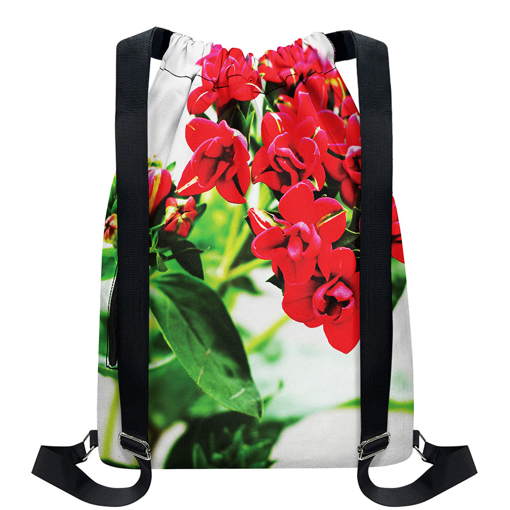 Bouvardia Plant Print Drawstring Backpack