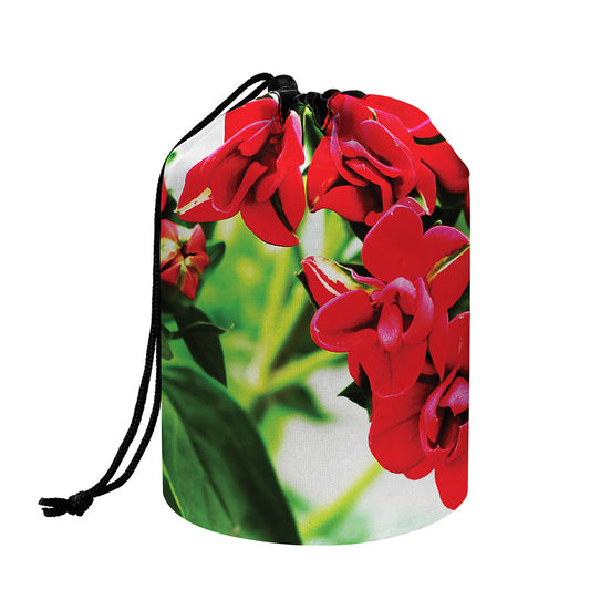 Bouvardia Plant Print Drawstring Makeup Bag