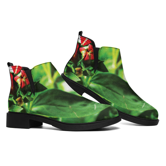 Bouvardia Plant Print Flat Ankle Boots