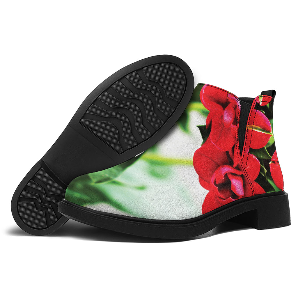 Bouvardia Plant Print Flat Ankle Boots