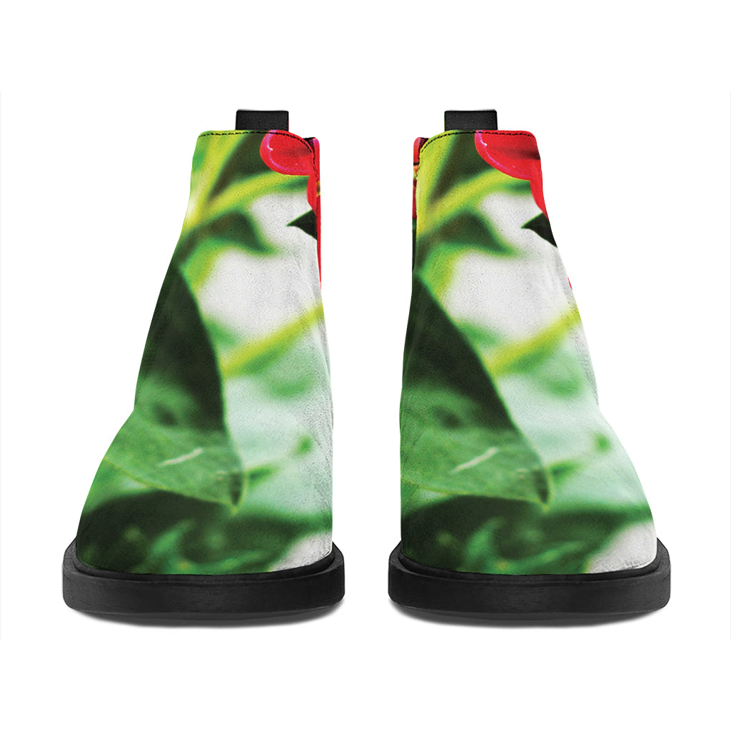 Bouvardia Plant Print Flat Ankle Boots