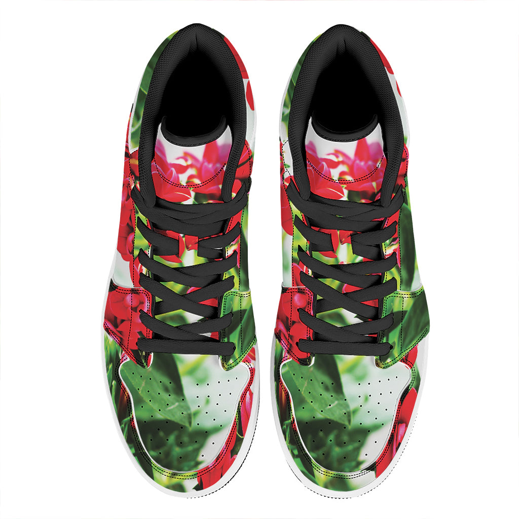 Bouvardia Plant Print High Top Leather Sneakers