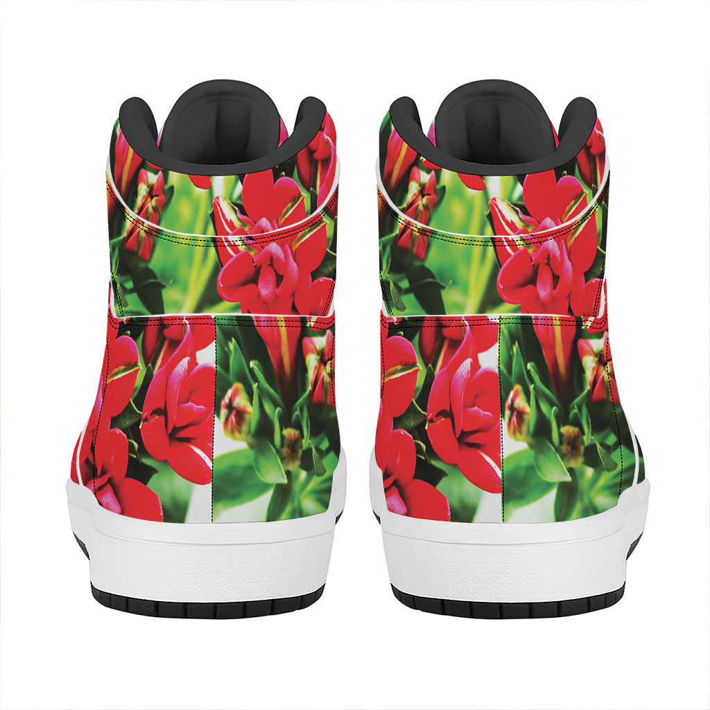 Bouvardia Plant Print High Top Leather Sneakers