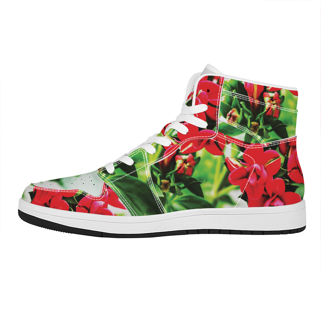 Bouvardia Plant Print High Top Leather Sneakers