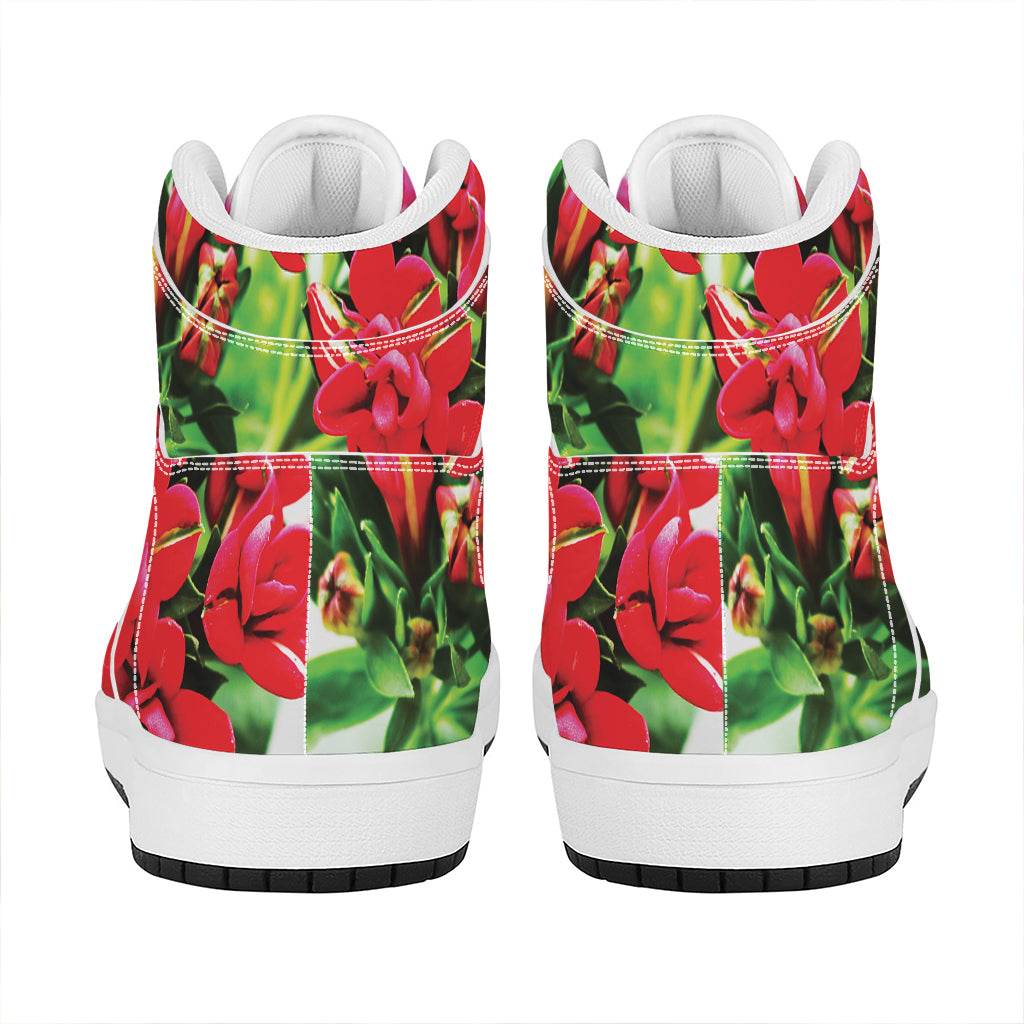 Bouvardia Plant Print High Top Leather Sneakers