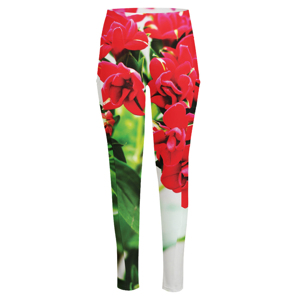 Bouvardia Plant Print High-Waisted Pocket Leggings