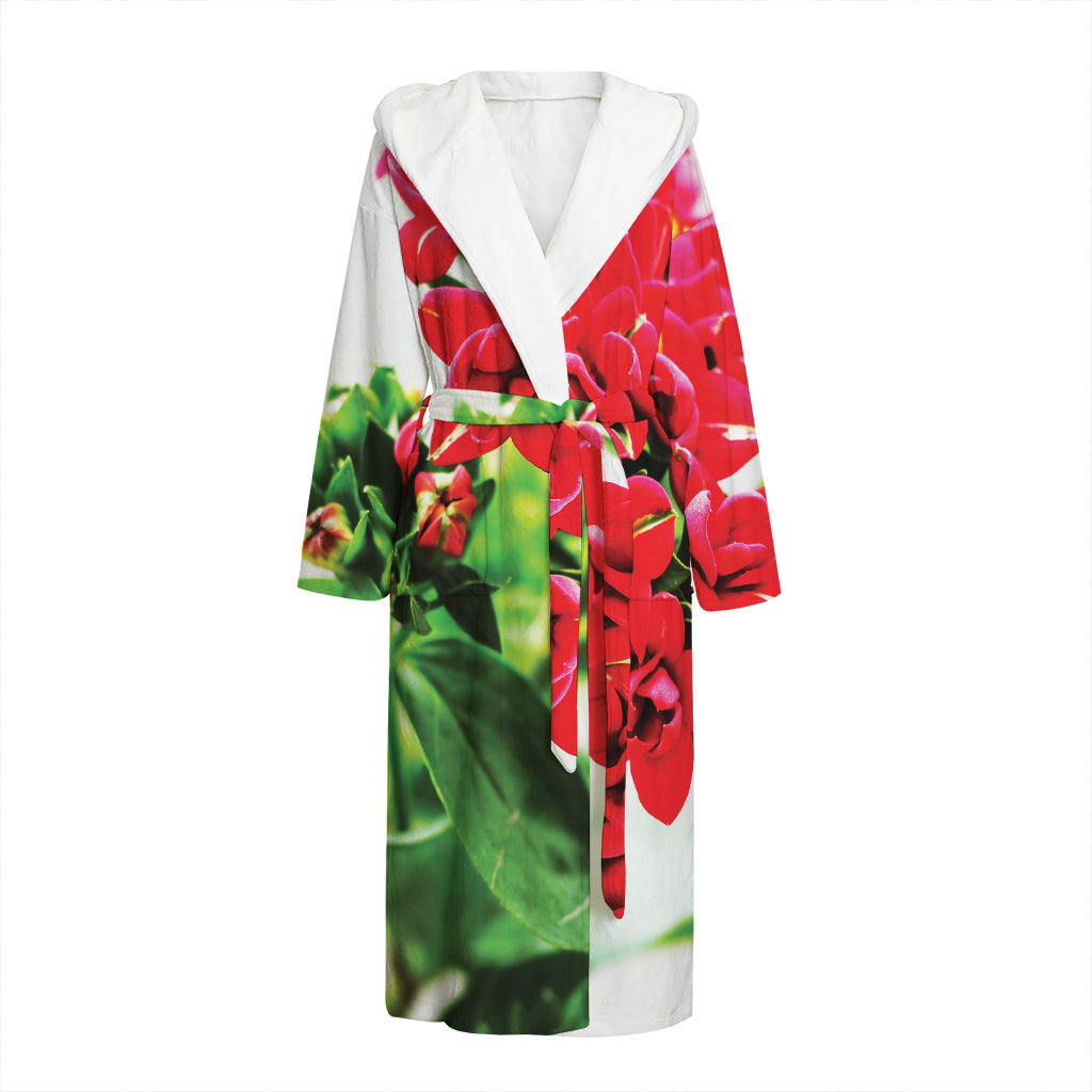 Bouvardia Plant Print Hooded Bathrobe