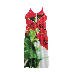 Bouvardia Plant Print Jersey Midi Cami Dress