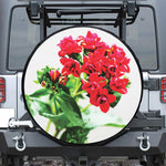 Bouvardia Plant Print Leather Spare Tire Cover