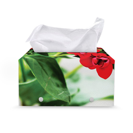 Bouvardia Plant Print Leather Tissue Box Cover