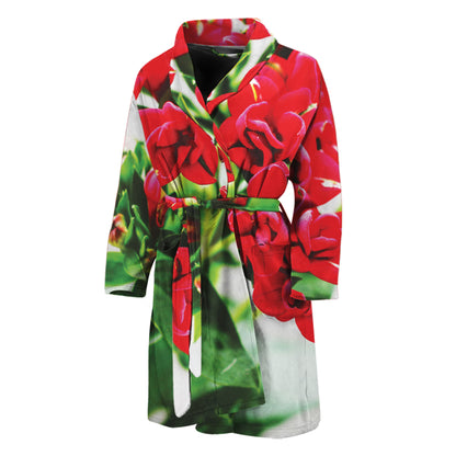 Bouvardia Plant Print Men's Bathrobe