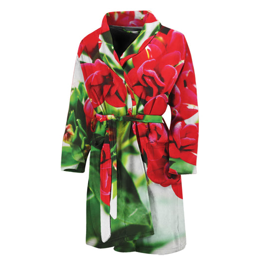 Bouvardia Plant Print Men's Bathrobe
