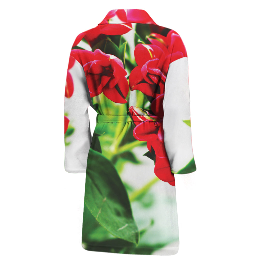 Bouvardia Plant Print Men's Bathrobe