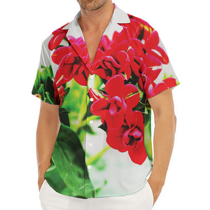 Bouvardia Plant Print Men's Deep V-Neck Shirt