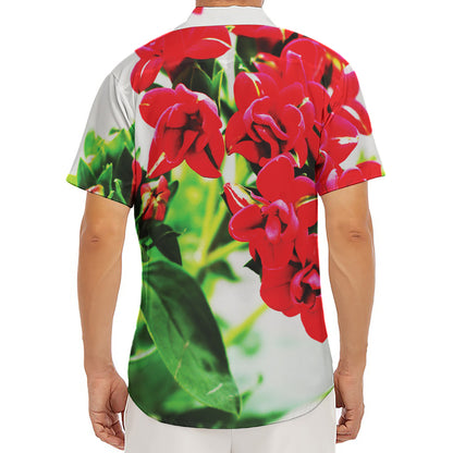 Bouvardia Plant Print Men's Deep V-Neck Shirt