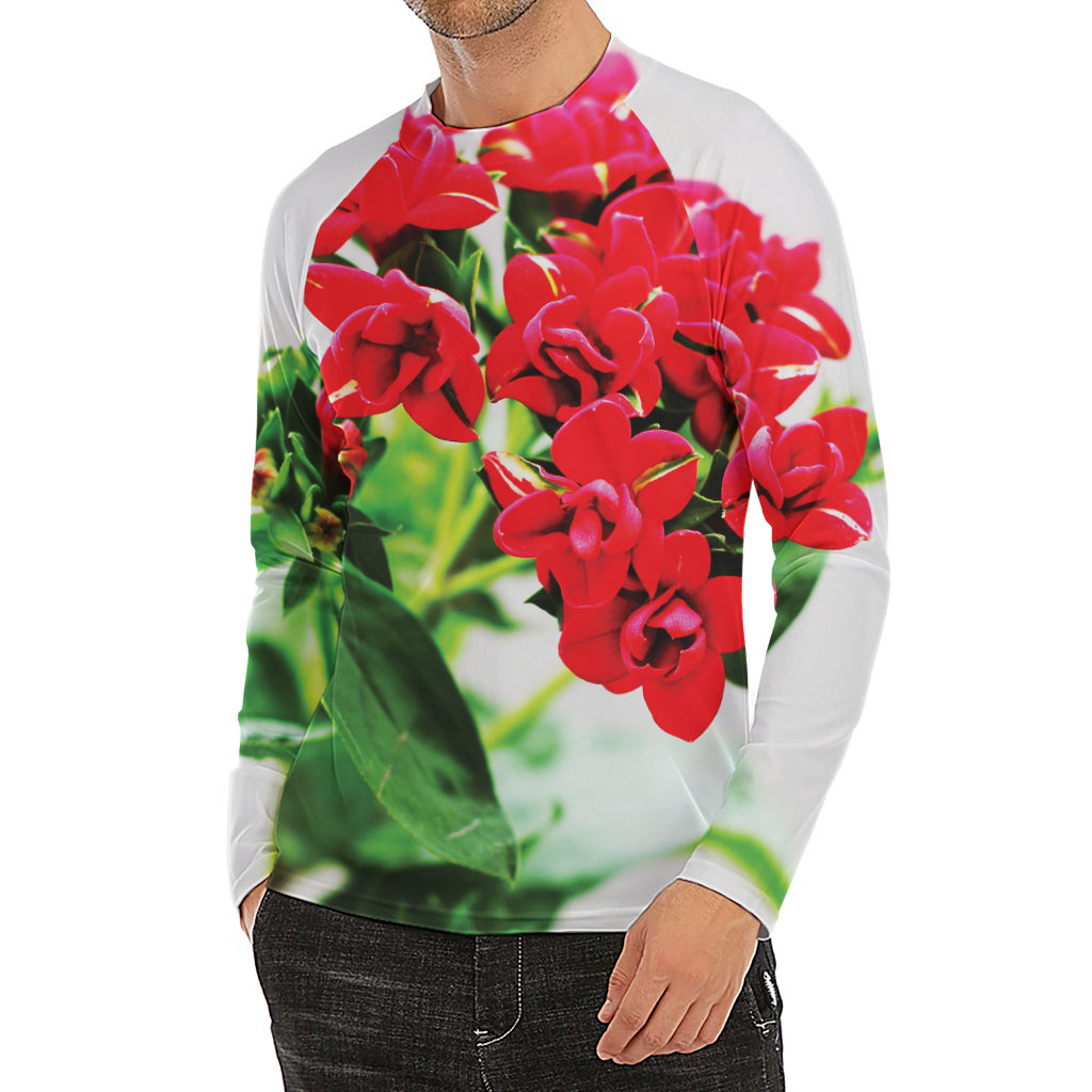 Bouvardia Plant Print Men's Long Sleeve Rash Guard