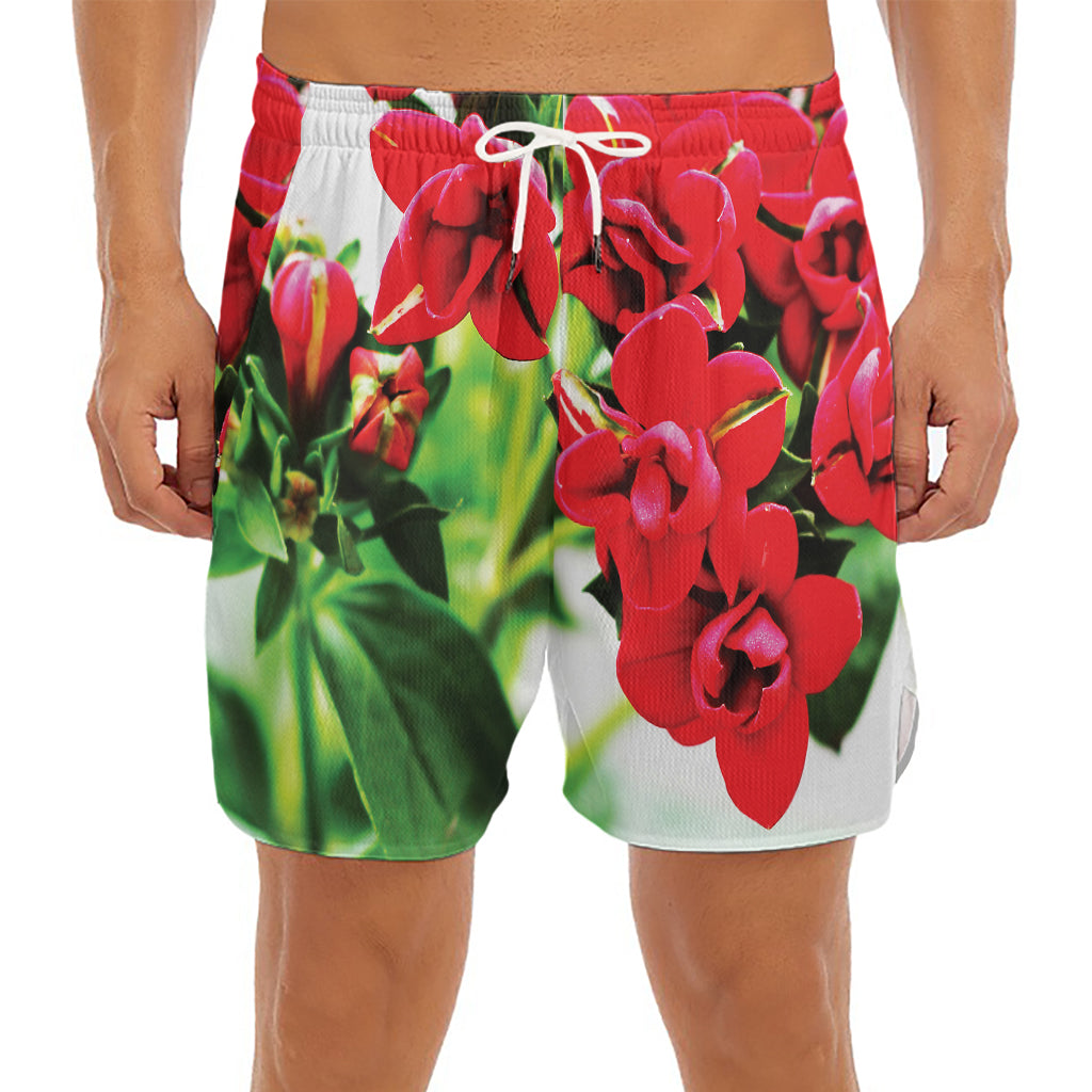 Bouvardia Plant Print Men's Split Running Shorts