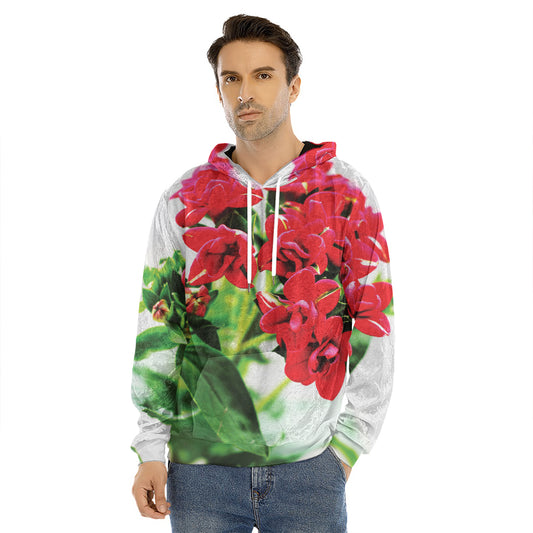 Bouvardia Plant Print Men's Velvet Pullover Hoodie