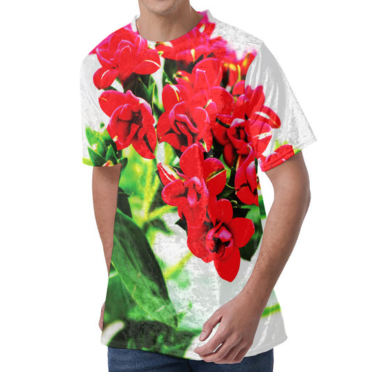 Bouvardia Plant Print Men's Velvet T-Shirt